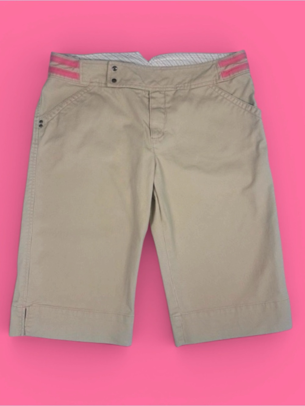 FREE PEOPLE PINK TRIMMED BERMUDA SHORTS